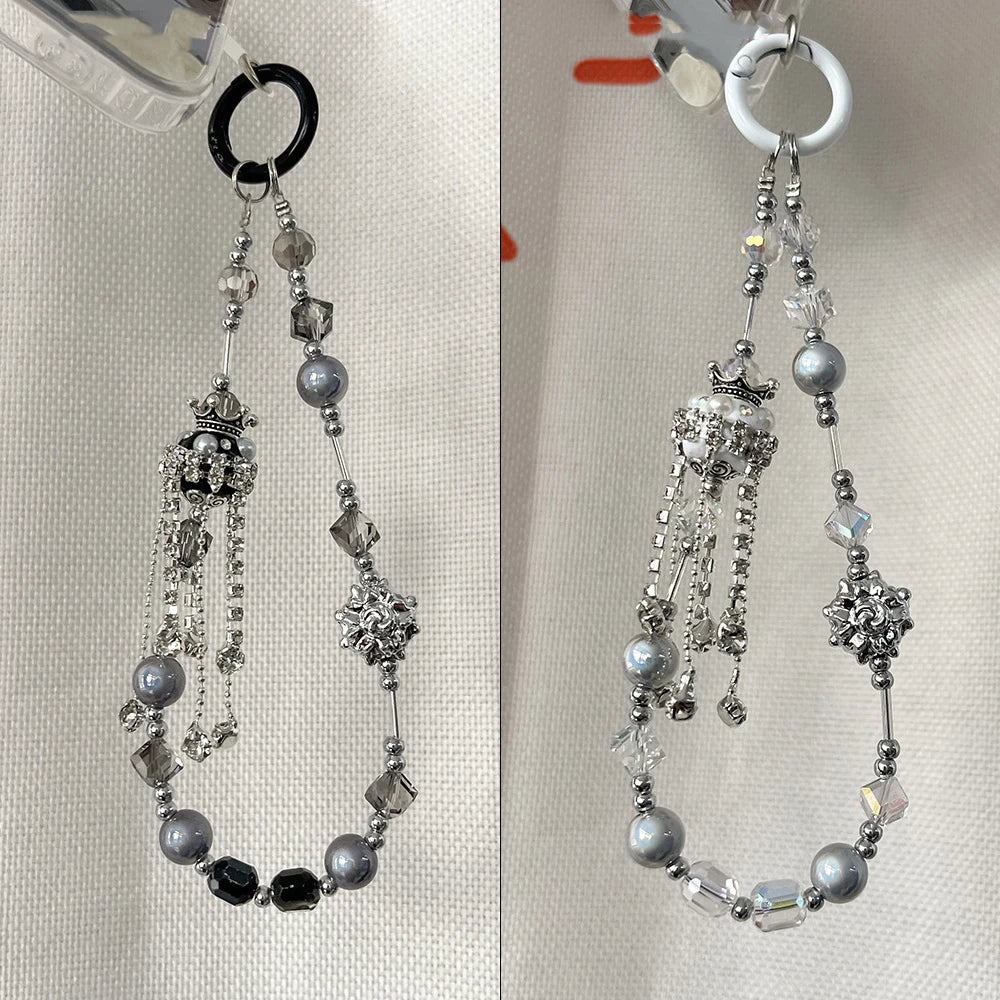 Crystal Beads Bag Pendant Keychain