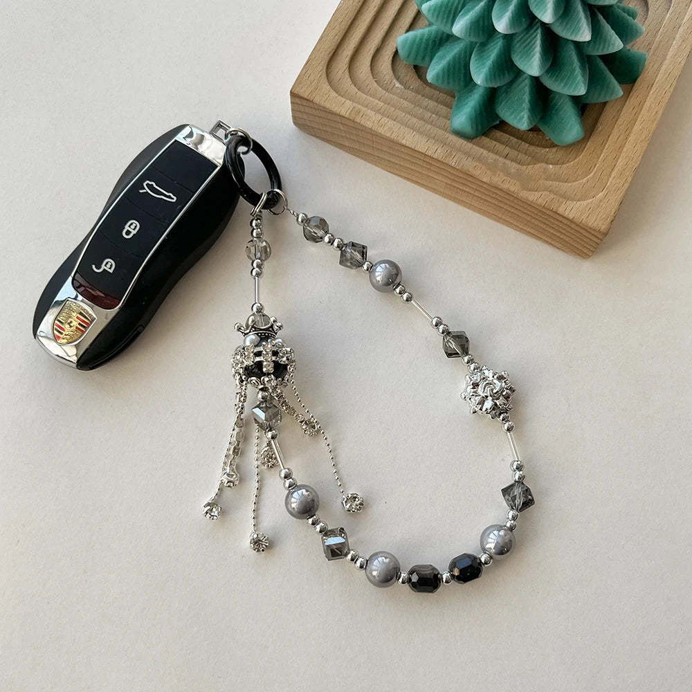 Crystal Beads Bag Pendant Keychain