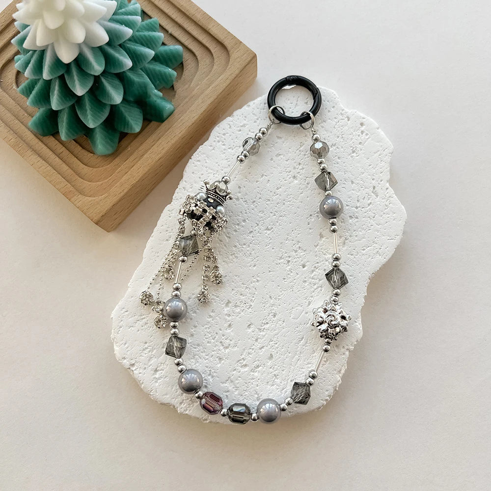 Crystal Beads Bag Pendant Keychain