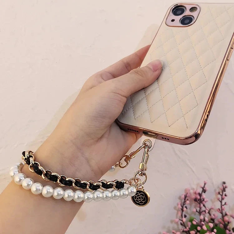 Leather Pearl Phone Charm