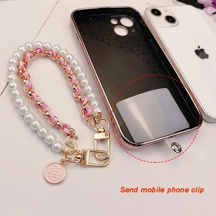 Leather Pearl Phone Charm